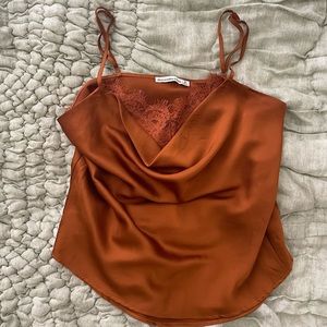 Abercrombie orange/rust satin tank